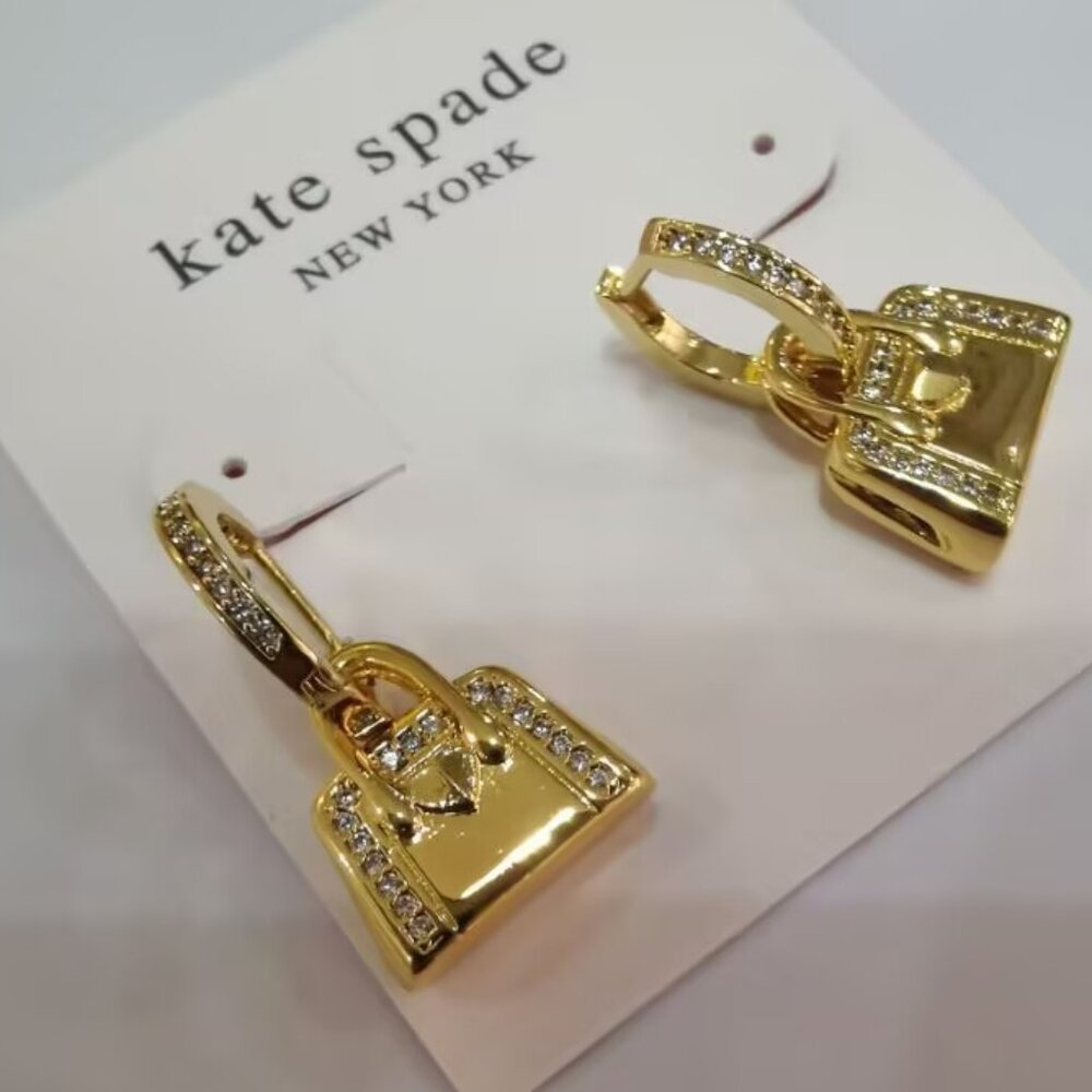 Kate Spade New York earrings gold lock crystal earrings